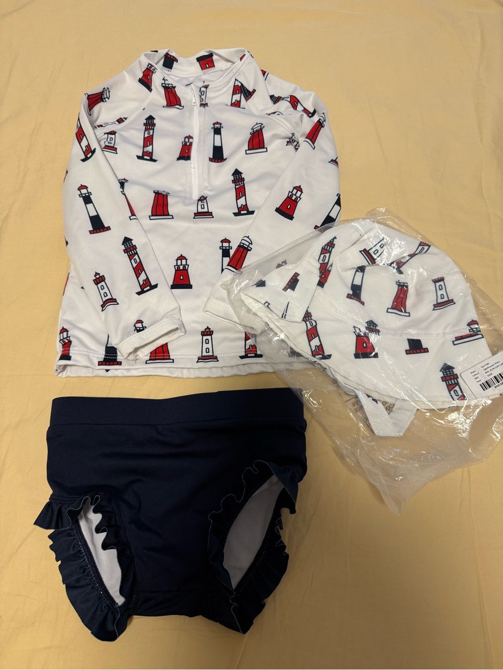 Monica + Andy Toddler Lighthouse Rash Guard Set 2T